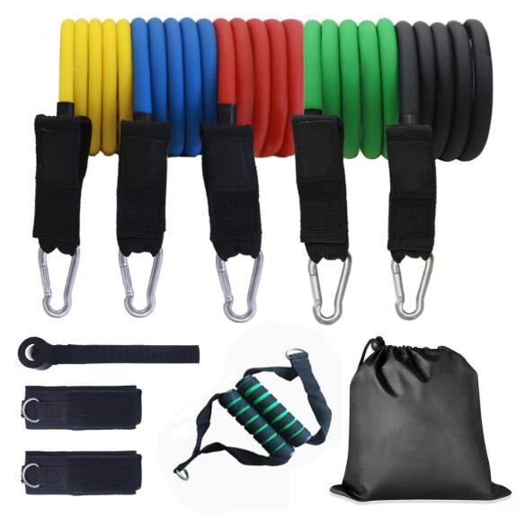 Bandes de résistance d'exercice, Ensemble de Bandes de Fitness avec 5 Tubes de Fitness/poignées/ancrage/Sangles de Cheville/Sac de P