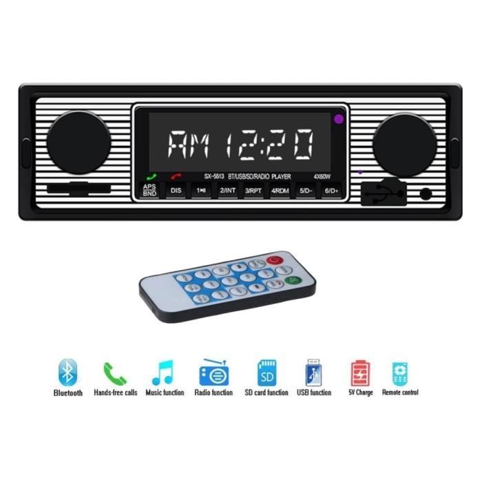 Autoradio Bluetooth Vintage intégré, lecteur MP3, USB, AUX, classique, Audio stéréo, pour voiture