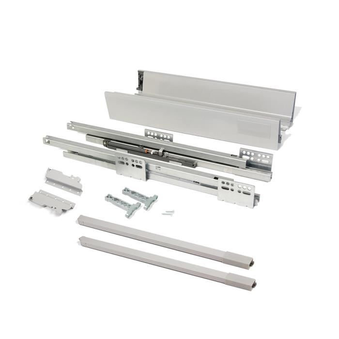 Kit de tiroir extérieur Vantage-Q Emuca hauteur 141 mm et profondeur 450 mm avec tringles de rehausse