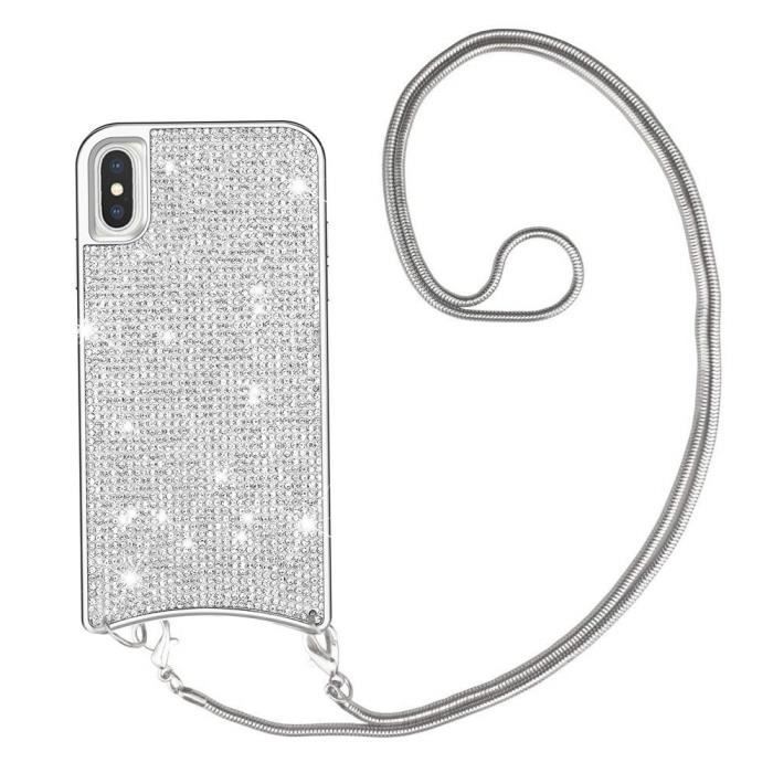 Coque pour iPhone X/XS chaine strass argenté