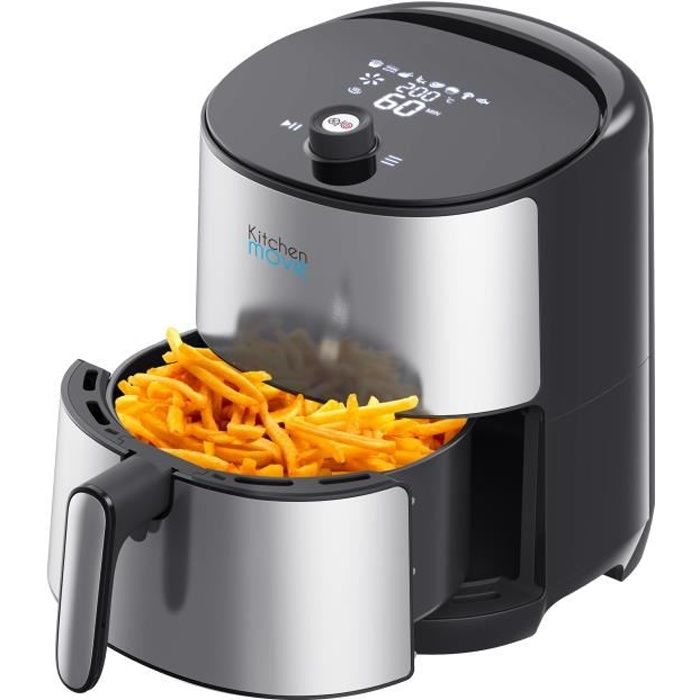 Friteuse électrique sans Huile, friteuse à air Chaud design Inox 4.3L SIROCCO 1500W témoin LED Cuisson rapide écran Tactile LCD
