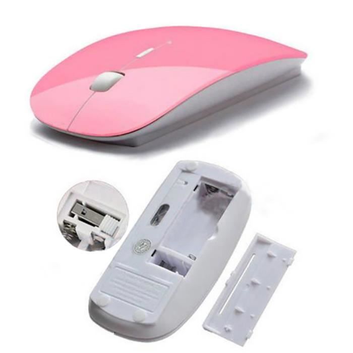 Souris Ultra Plate pour MACBOOK Pro APPLE Sans Fil USB Universelle Capteur Optique 3 Boutons Couleur - Couleur:ROSE