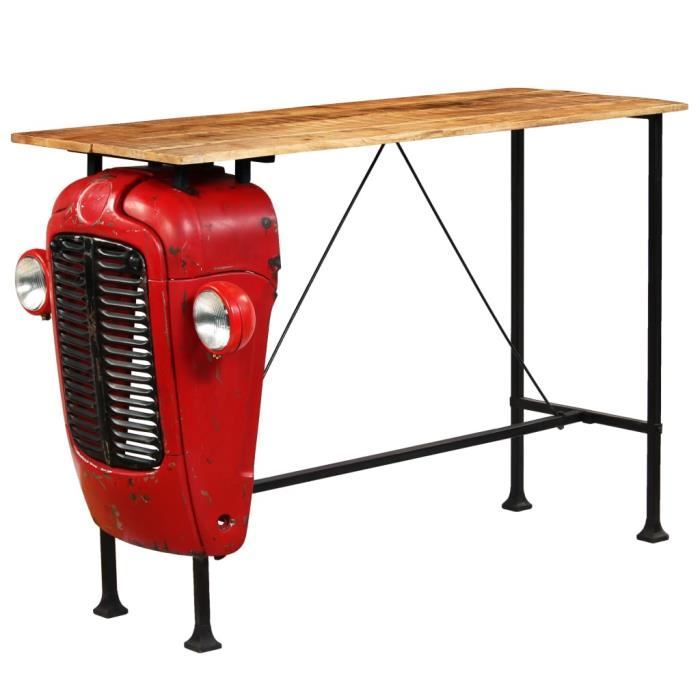 3058®TOP Nouveau Table de Bar Haute Table de Comptoir-Table de Bar Extérieur-Mange-debout Cuisine Bois de manguier 60x150x107 cm Rou