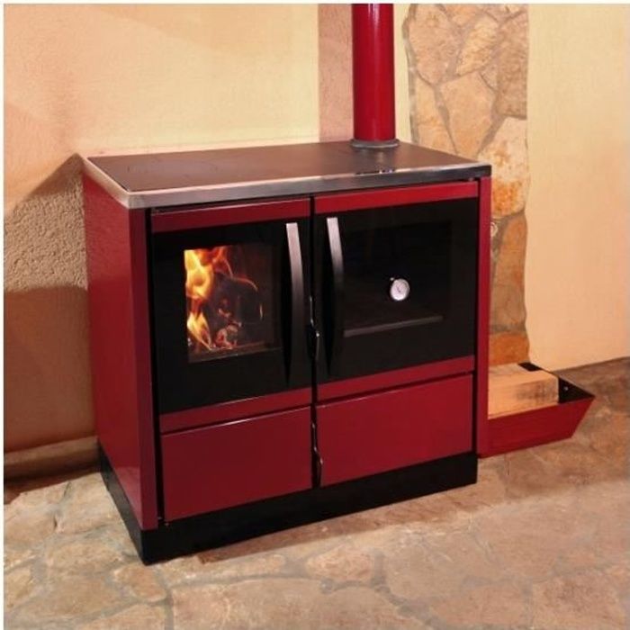 Cuisinière à bois 12 kW, charbon, briquette RUBINA de Purline, foyer en Fonte