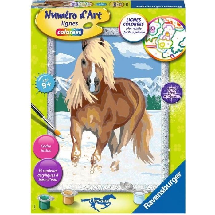 Numéro d'art - moyen format - Cheval dans la neige - Ravensburger - Kit complet de Peinture au numéro - Dès 7 ans