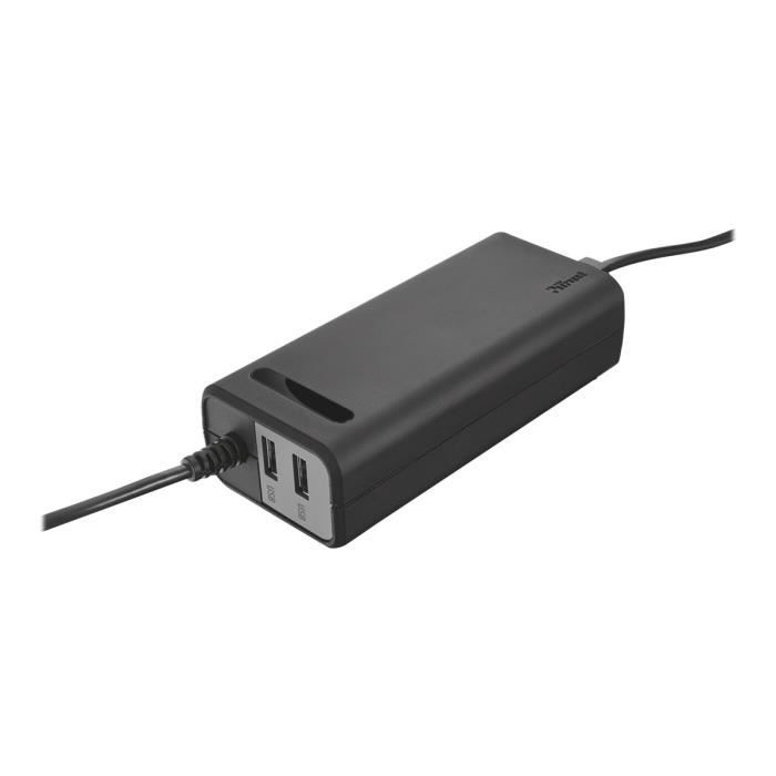 TRUST Duo 90W 2 USB Ports - Chargeur univ. PC - Noir