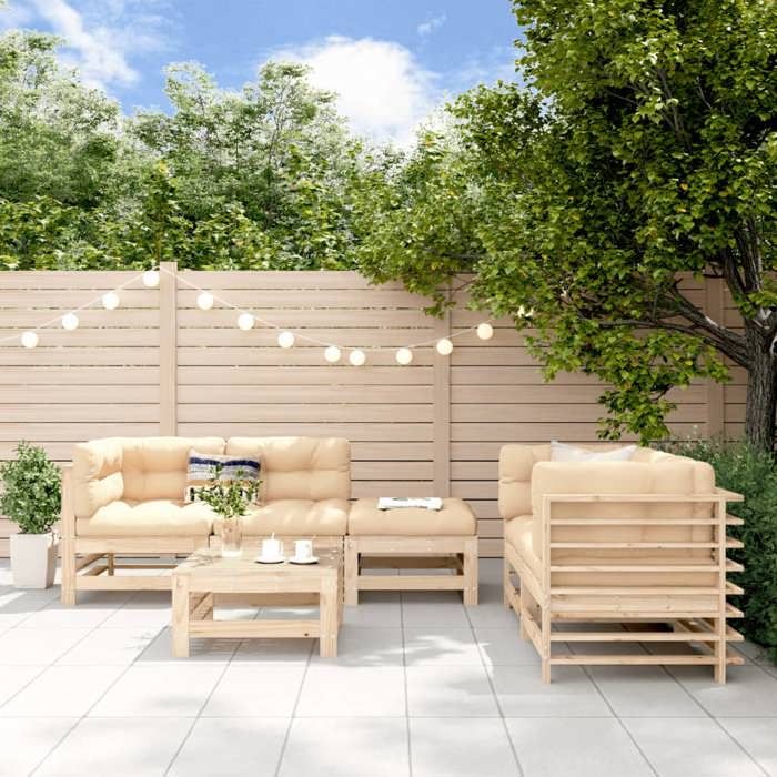 vidaXL Salon de jardin 6 pcs Bois de pin massif - vue 9
