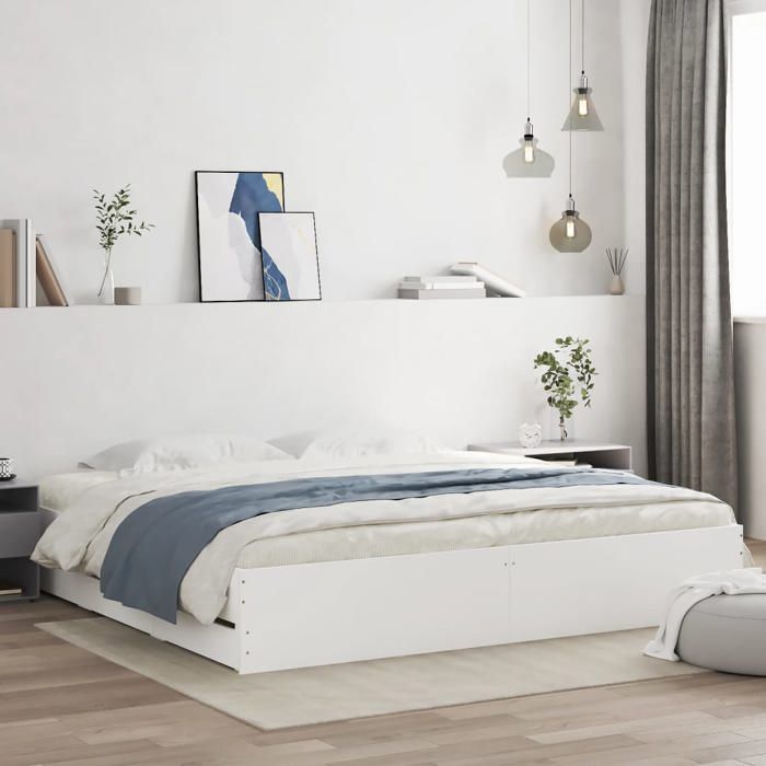 vidaXL Cadre de lit avec tiroirs sans matelas blanc 200x200 cm 3207245