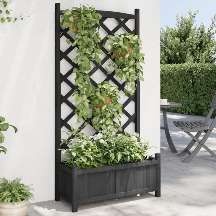 vidaXL Jardinière avec treillis Bois - vue 2