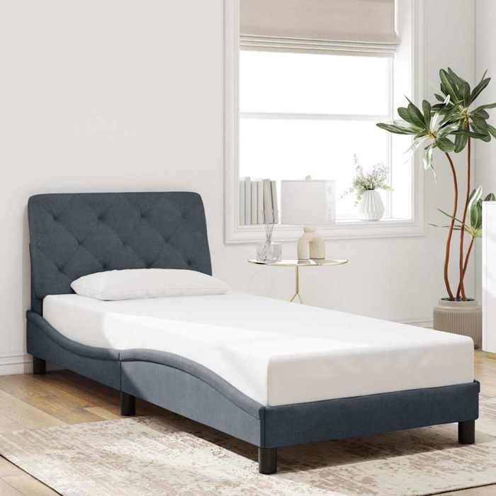 vidaXL Cadre de lit sans matelas gris foncé 90x190 cm velours 3207894