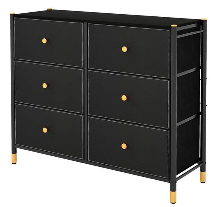 GIANTEX Commode Chambre- 6 Tiroirs Pliables et Amovibles en Tissu- Meuble Armoire de Rangement-Cadre en Métal-pour Salon/Entrée