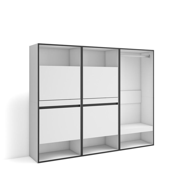 Meuble à Chaussures 180x35x145 cm Chambre à coucher pièce Vestiaire ouvert Blanc RF3505 Meuble à Chaussures 180x35x145 cm Chambre à coucher pièce Vestiaire ouvert Blanc RF3505