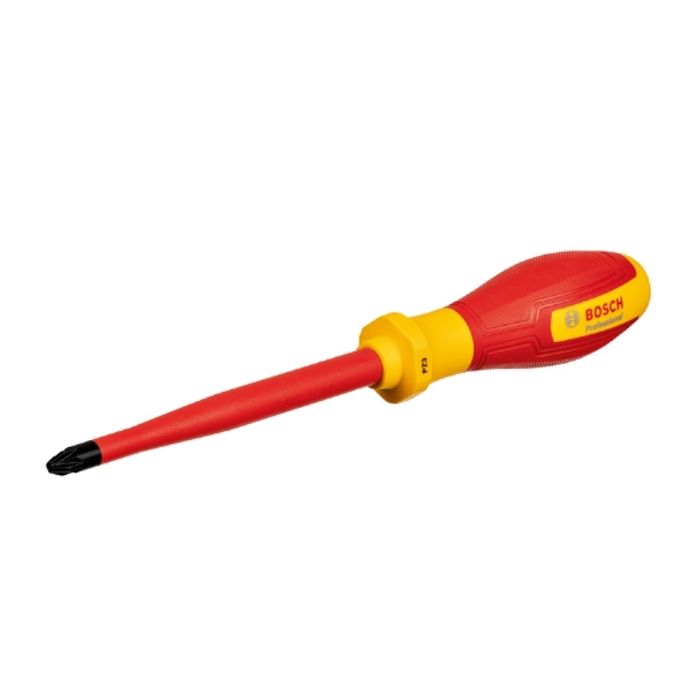 Bosch Professional tournevis VDE plat PZ3x125 certifié jusquà 1 000 V isolé avec un élastomère thermoplastique TPE
