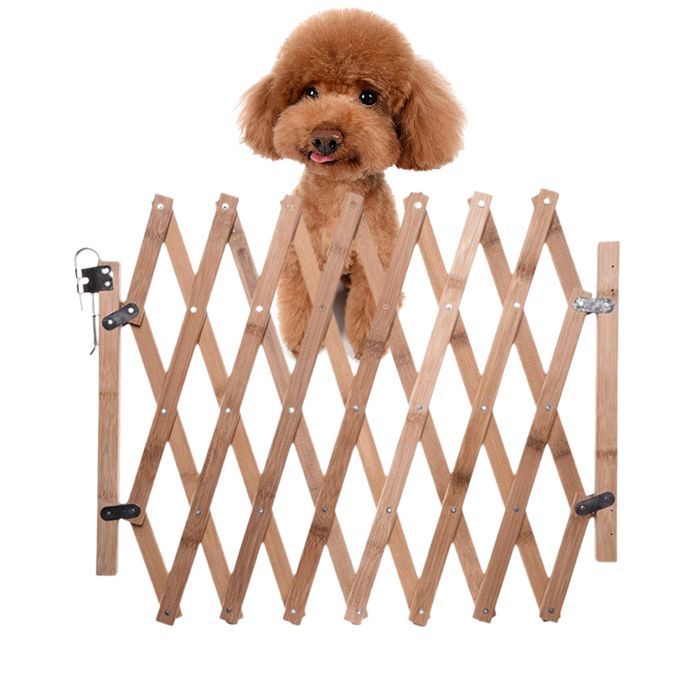 Meilleurs prix pour Barrière en bois pour chien, porte coulissante réglable et rétractable, parfaite pour les escaliers et la sécurité des animaux.