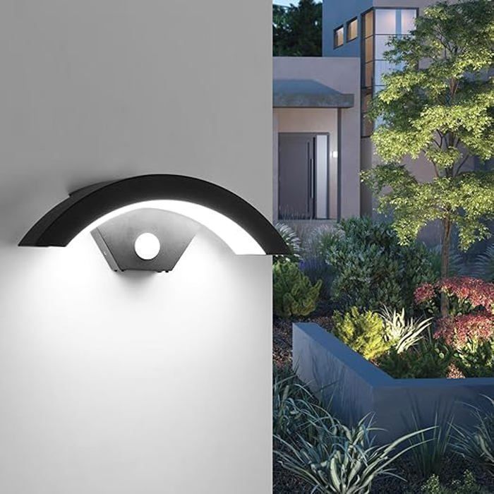 DELIPOP Applique Murale Extérieure LED 24W - Capteur Lumineux Étanche IP65 6500k Lumière Blanche pour Jardin（Paquet de 2）- Noir
