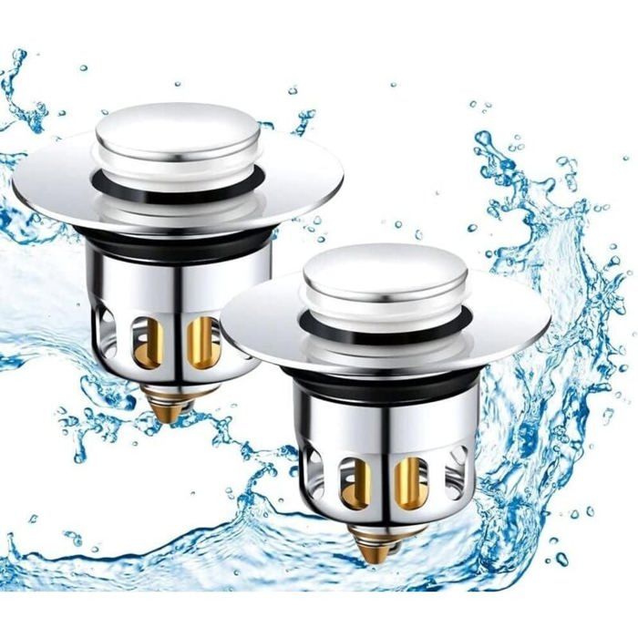 2 Pièces 4 Joints Bonde de Lavabo Pop-Up Universel Bonde Lavabo Filtre de Vidange Anti-Bloqué Bouchon dévier Bouchon Lavabo Flitr