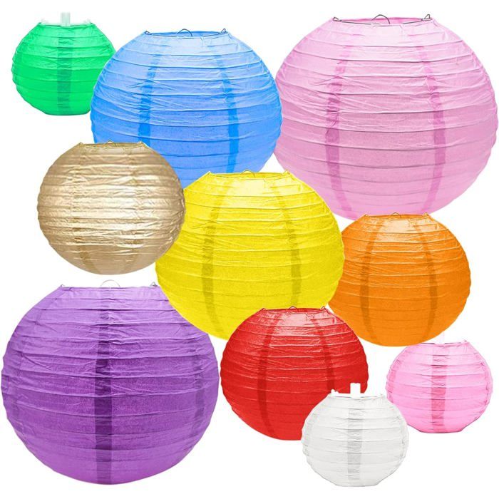 Lanterne Chino Boule Papier Decoration Lampe 20 Pièces Abat Jour Papier Lampion Chinois Suspension Lanternes Boules Chino S En Pap