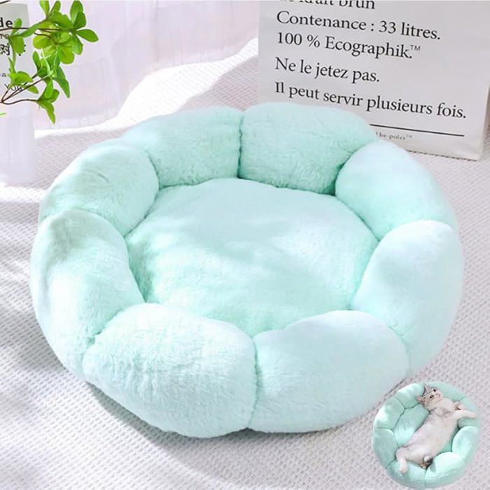 Comparer les prix de Panier Chien Peluche Coussin Chien Lit pour Chat Forme Fleur Coussin Chat Lavable Peluche Animale Vert tendre 40cm CORBEILLE