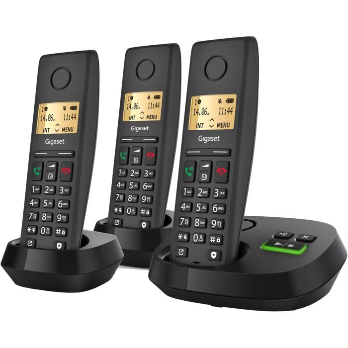 Téléphones DECT Gigaset Pure Trio 3 Appareils avec Répondeur et Mains Libres