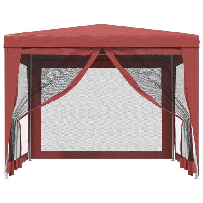 Black Month Tente de fête/Jardin - BURKE - Réglage Manuel - avec 4 parois latérales - en maille - Rouge 3x3m PEHD LV533