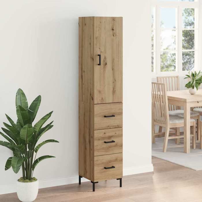 Haut Armoire - MOTHINESSTO - MOT5619 - Chêne artisanal - 695 x 34 x 180 cm - 1 porte battante