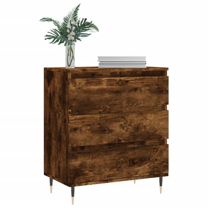 Armoire Vaisselier Durable - Brun - Buffet de cuisine - avec Rangement - Chêne fumé - 60x35x70cm - Bois dingénierie LH8556479