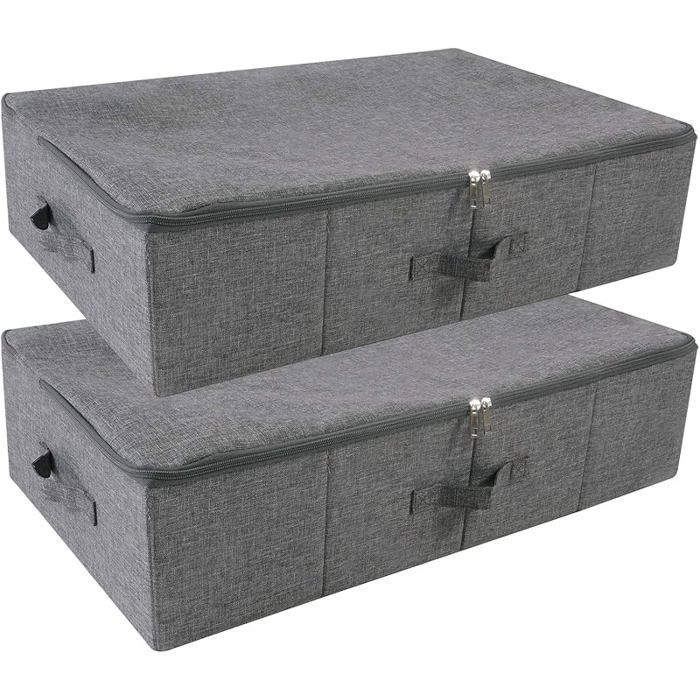 Lot de 2 boîtes de rangement pliables avec housse zippée conteneurs de rangement en tissu solide pour Noir et HOUSSE DE RANGEMENT