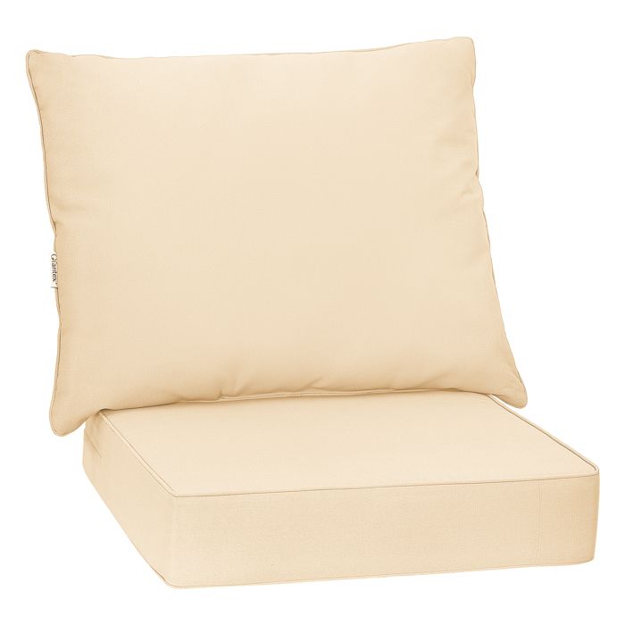 Coussins dExtérieur COSTWAY Coussin dAssise 64 x 64 x 15 cm Coussin de Dossier 80 x 65 x 18 cm Coton Housses Amovibles Beige