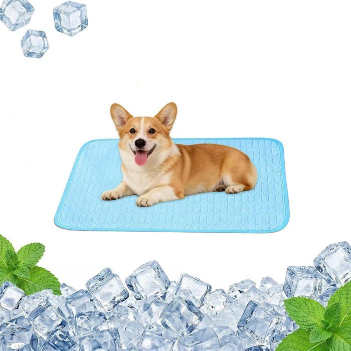 Tapis rafraîchissant soie glacée animaux 50x40cm – auto-refroidissant respirant non toxique durable chiens chats été