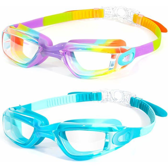 Lot de 2 lunettes de natation pour enfants (3-15 ans) verres pour sports nautiques cadeaux pour filles e - Violet/bleu multicolore Lot de 2 lunettes de natation pour enfants (3-15 ans) verres pour sports nautiques cadeaux pour filles e - Violet/bleu multicolore