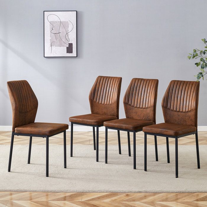 Lot de 4 chaises de salle à manger marron et noir H 93 cm confort rembourré