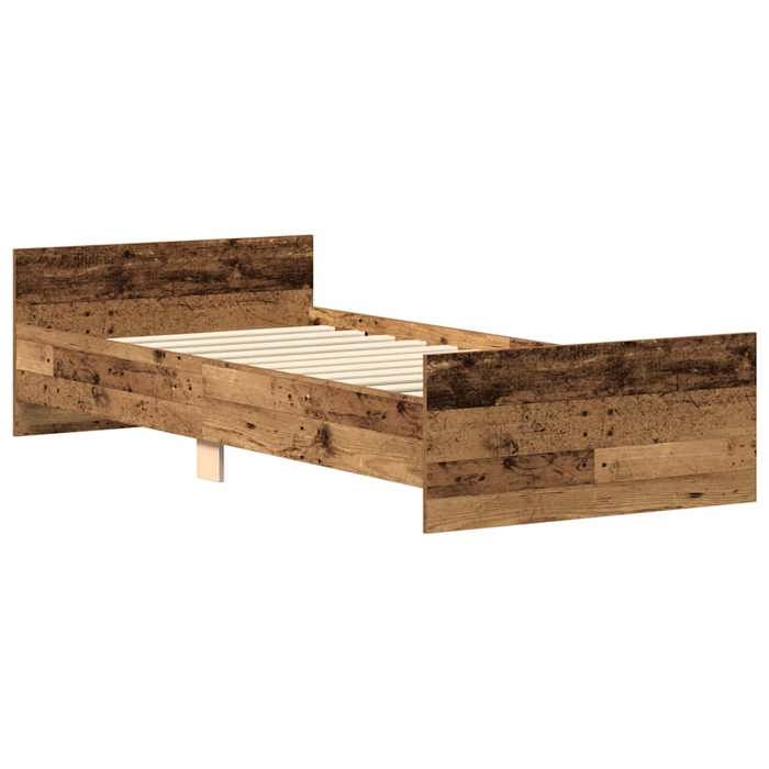 Lit adulteLit simple - Structure/Cadre de lit - sans matelas - vieux bois 90x190 cm - Bois Ingénierie@340665
