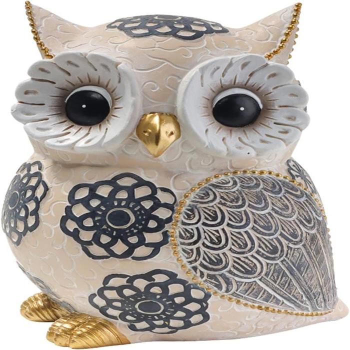 Figurine de hibou statuette en résine représentant un hibou idéale pour décorer un salon un meuble TV une table ou un bureau.