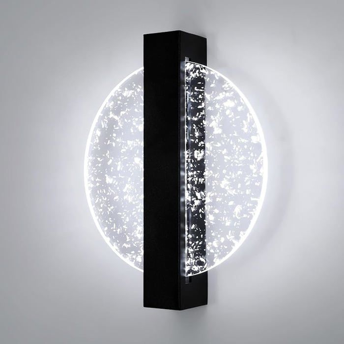Indoor Wall Light 12W 1500LM Round LED Modern Wall Lamp Bck Wall Light for Bedroom Living Room Hallway Studio Noir