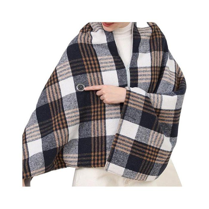 Couverture chauffante USB - 3 niveaux - 143x72 cm - pour cou écharpe poncho - homme/femme