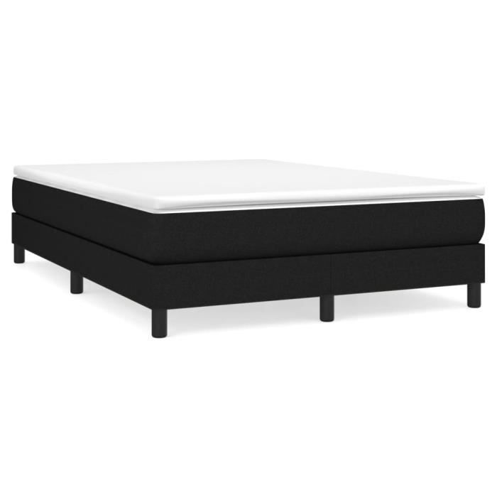Sommier tapissier - AKOZON - 140x190 cm - Noir - Lattes de contreplaqué - Pieds inclus