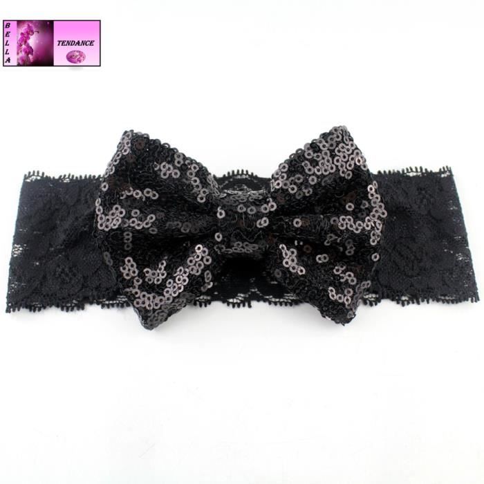 1 Joli Bandeau Bebe Fille Dentelle Nœud Noir Brillant Cdiscount Au Quotidien