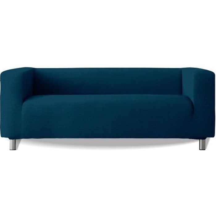 Housse de canapé modèle Klippan tissu multi-élastique avec repose bras haut Stark - Couleur 04 Bleu
