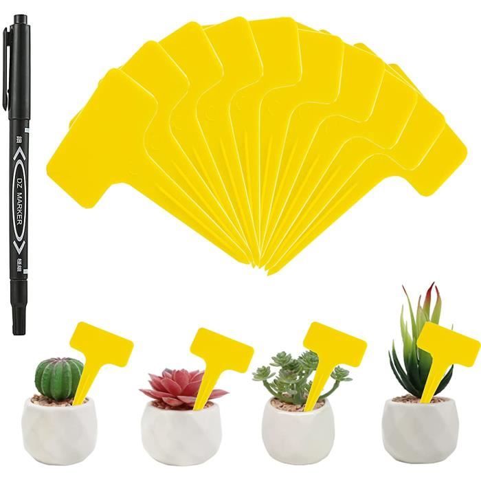 200 Étiquettes Plantes Imperméables 10x2 Cm + 1 Feutre Noir – Etiquettes Jardin Extérieur Résistantes