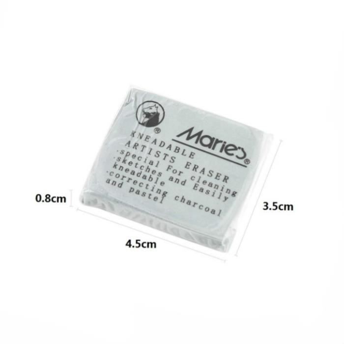 Gomme Malléable Pour Artistes - Gomme à Dessin Souple Et Durable - Efface Sans Traces - Idéale Croquis, Fusain, Crayon - Non Toxique - Taille Pratique 4x3,5 Cm
