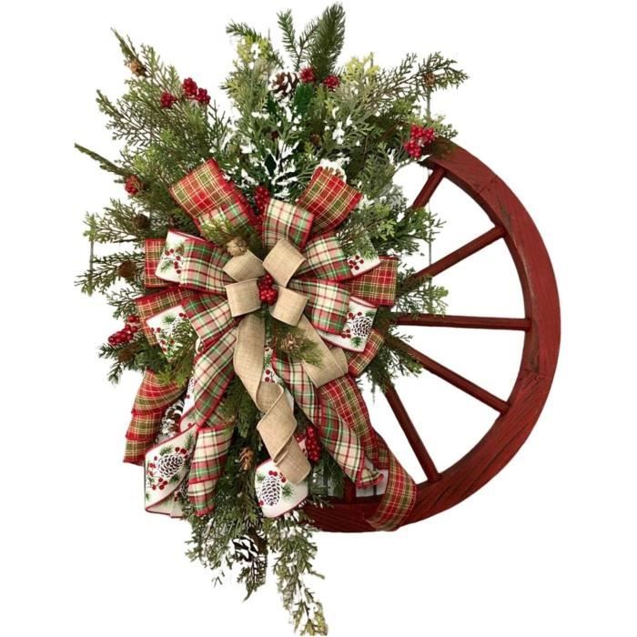 Couronne De Noël Camion Rouge - Décoration Festive Réaliste Pour Porte D'Entrée