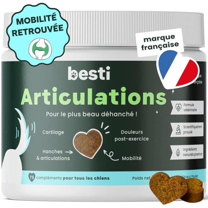 Complément alimentaire pour chien - Besti - 300 g - Anti-arthrose - Améliore mobilité - Soutient cartilage Complément alimentaire pour chien - Besti - 300 g - Anti-arthrose - Améliore mobilité - Soutient cartilage