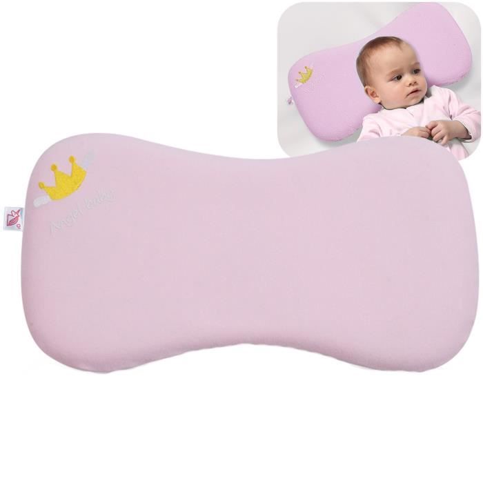 Coussin Bebe Oreiller Rose Cale Tete Pour Bebe Memoire De Forme Avec 2 Housses Cdiscount Maison