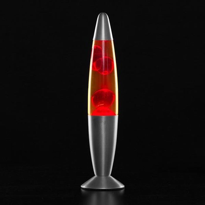 lampe à lave rouge / argent L 45 x l 27.5 cm