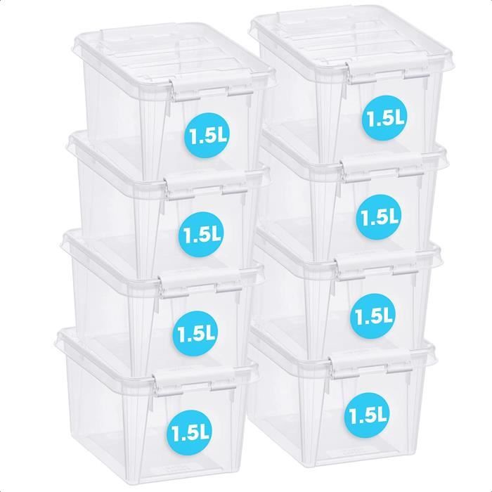 Lot de 12 Boîtes de Rangement avec Couvercle, Caisse Rangement Plastique,  Boîte Transparente Empilable, Boîte Rangement Chauss[72] - Cdiscount Maison