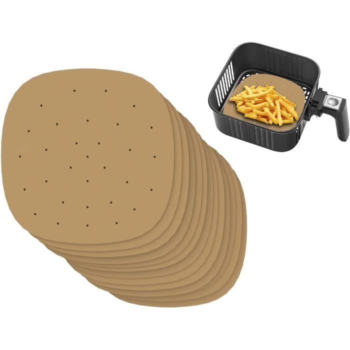 Papier Cuisson Perforé Pour Friteuse à Air - 50 Feuilles 18x18cm - Résistant à 220°C - Antiadhésif - Pour Four Et Micro-ondes