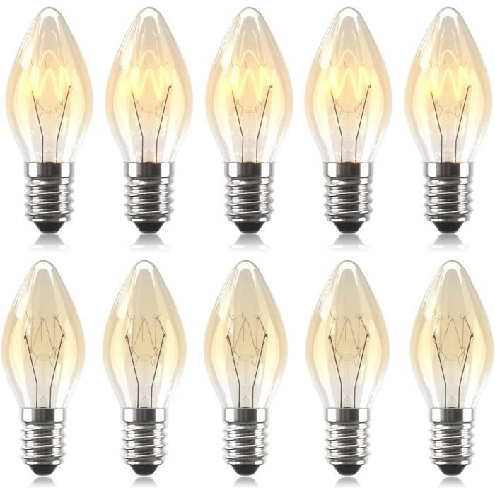 Ampoule E14 15W Incandescent pour Lampe de Sel, Blanc Chaud 2700K Dimmable  Ampoule Bougie C7 Ambre Equivalent à 1W LED AC A18 - Cdiscount Maison