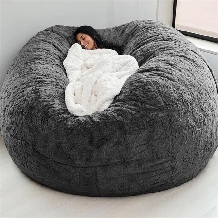 Housse Pouf Poire XXL Noire - Sac De Rangement Jouets, Couverture Fauteuil Poire Salon Sans Remplissage, Confortable Et Résistante