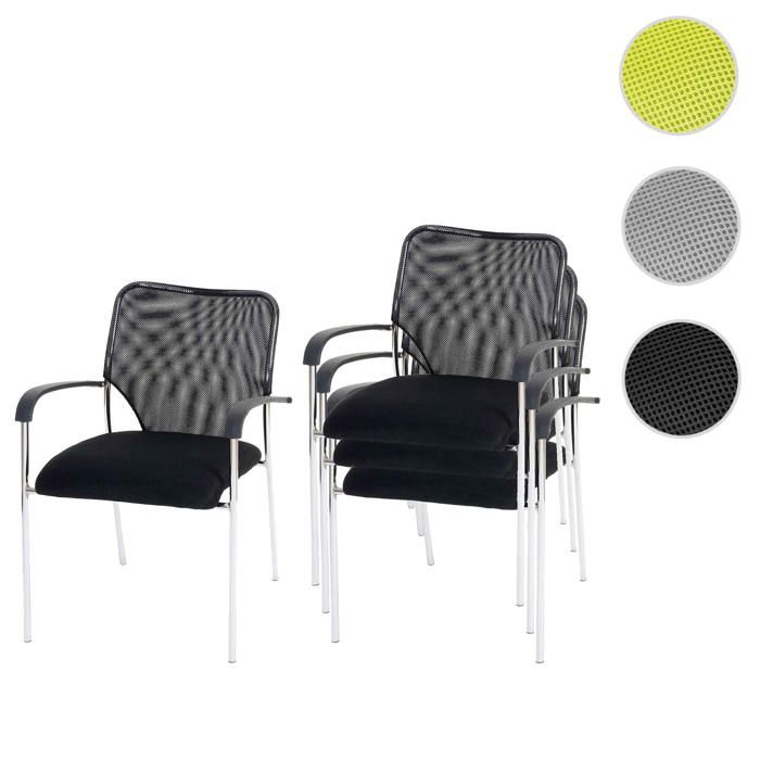 MCW Lot de 4 chaises de conférence Tulsa empilable noir