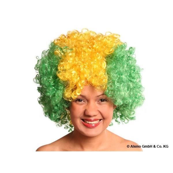Perruque Afro Disco Br zil M ga Funky Party Vert Jaune